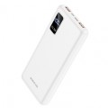 Nešiojamas įkroviklis - akumuliatorius 10000mAh 2xUSB + USB C 22.5W greito krovimo (QC3.0) baltas (white) Borofone BJ15